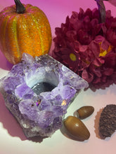 Load image into Gallery viewer, Amethyst Druzy Crystal Candle Holder
